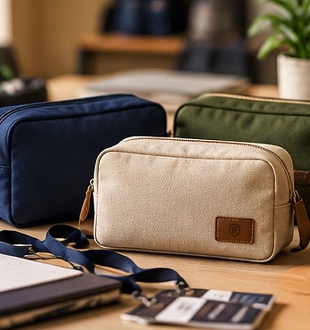Zipped accessory pouches for event kits